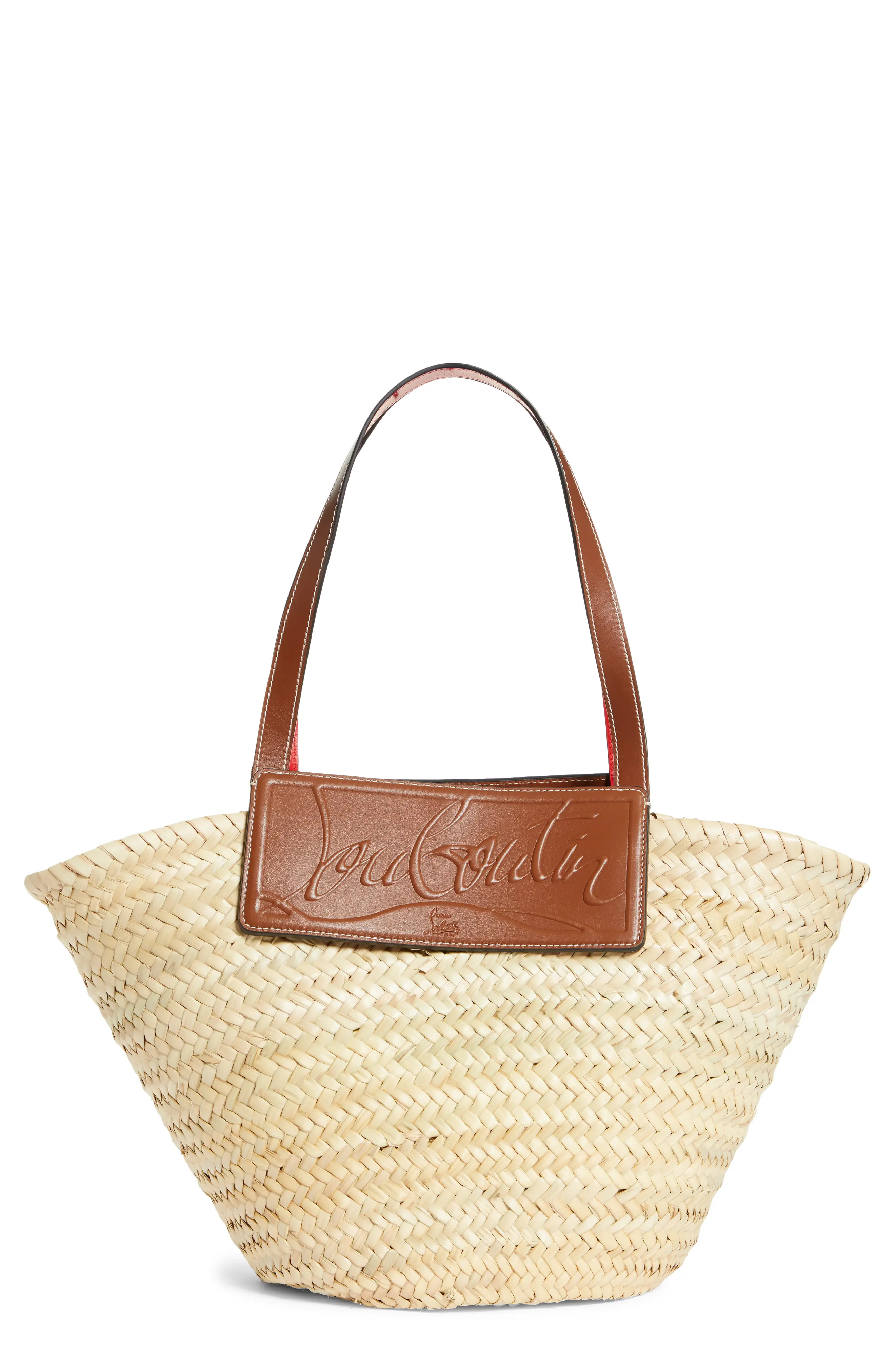 Christian Louboutin Loubishore Logo Straw Tote - Beige | Nordstrom