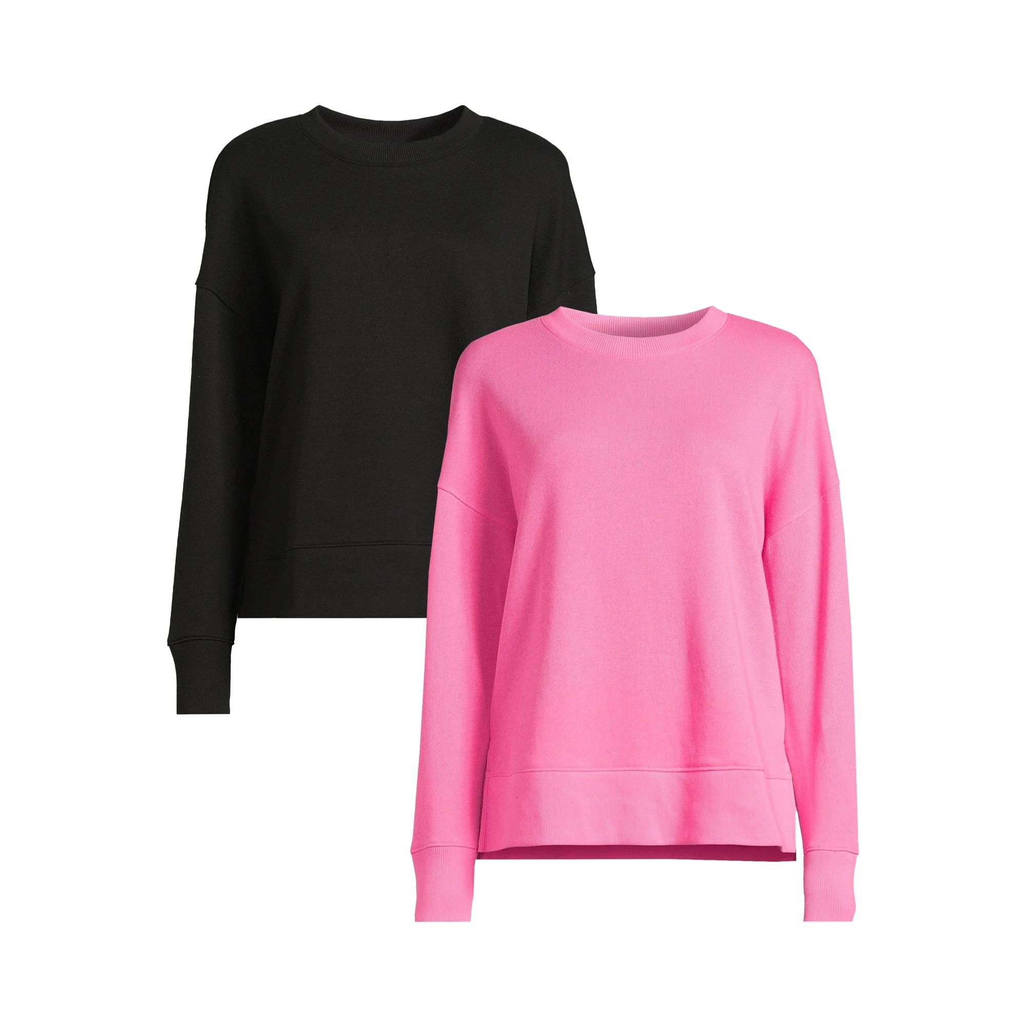 Time and Tru Women’s High-Low Sweatshirt with Long Sleeves, 2-Pack, Sizes XS-XXXL - Walmart.com | Walmart (US)