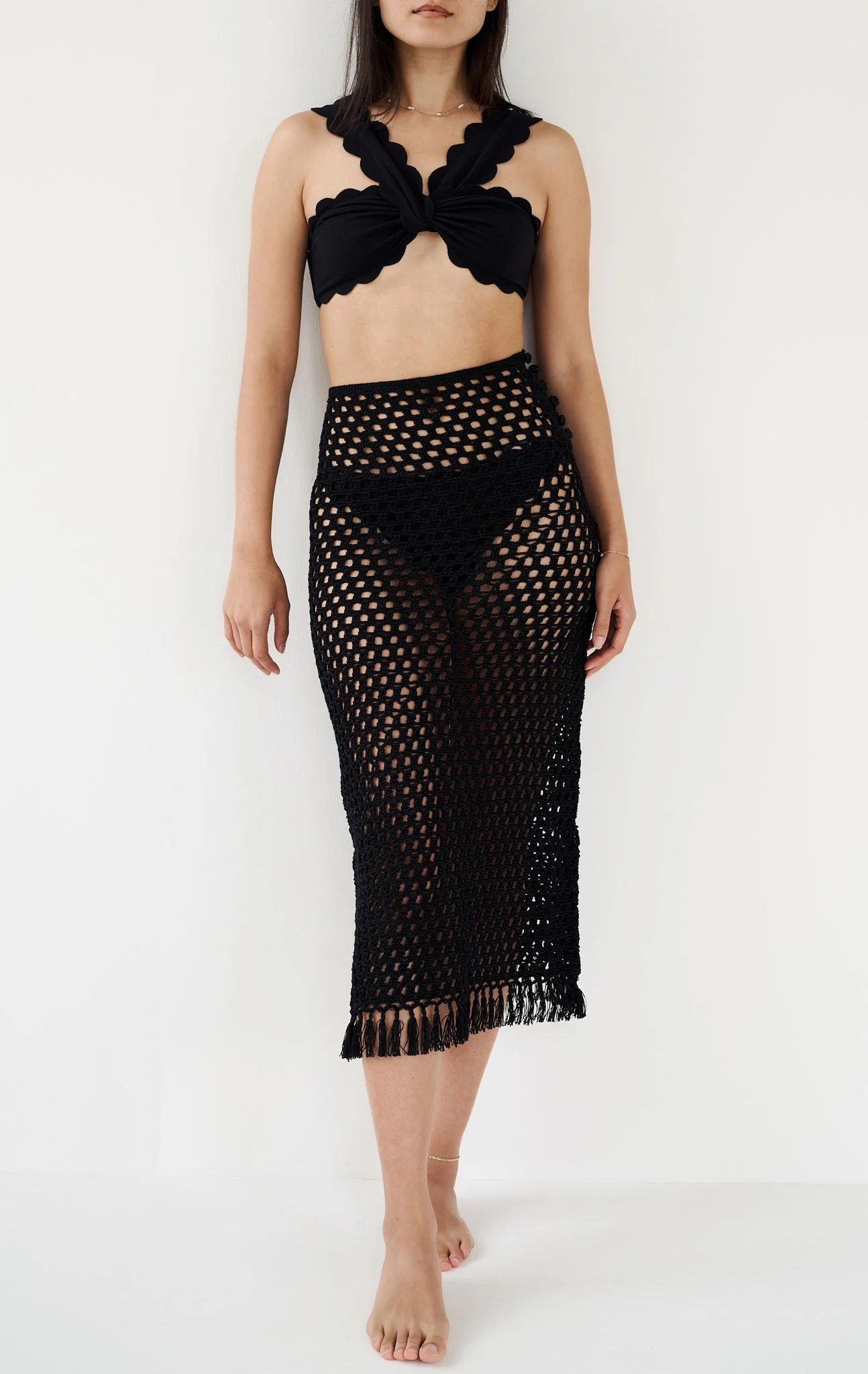 Crochet Long Skirt in Natural | Marysia Swim