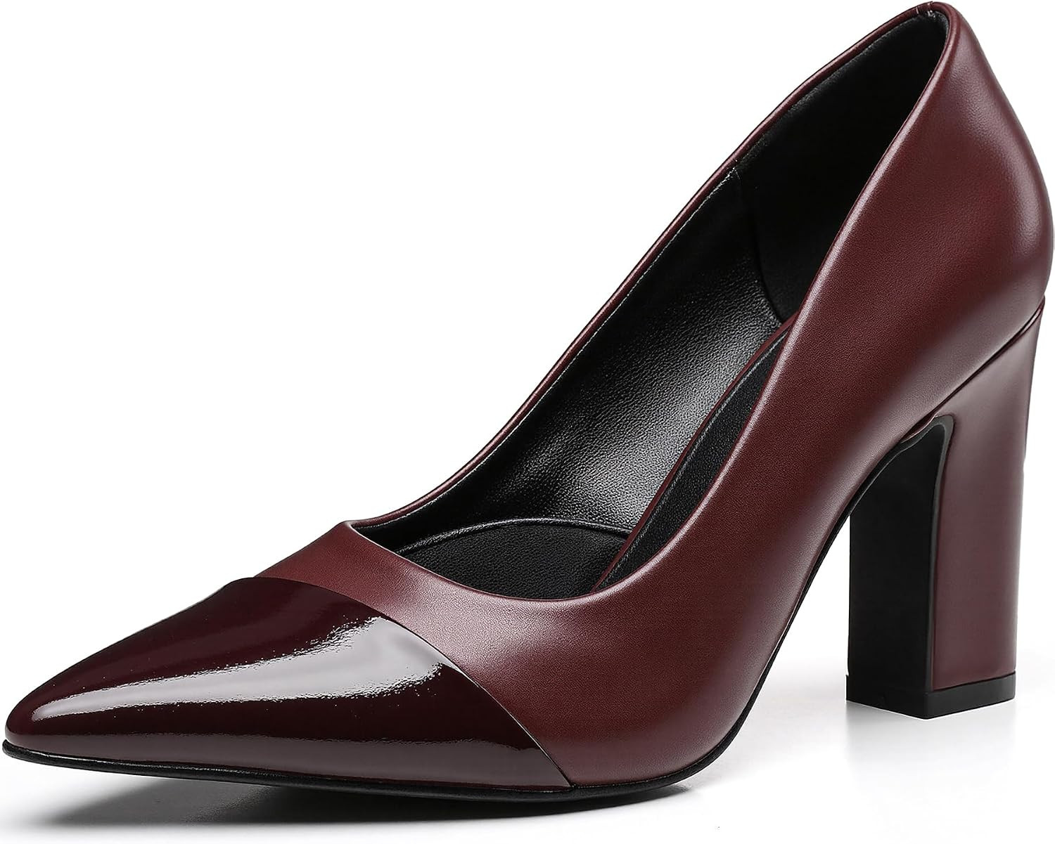 Trary Heels for Women Closed Pointed Toe Chunky Pumps Shoes Women Block High Heels Comfortable Slip-On Dress Office Party Wedding Shoes 3.54" Heel | Amazon (US)