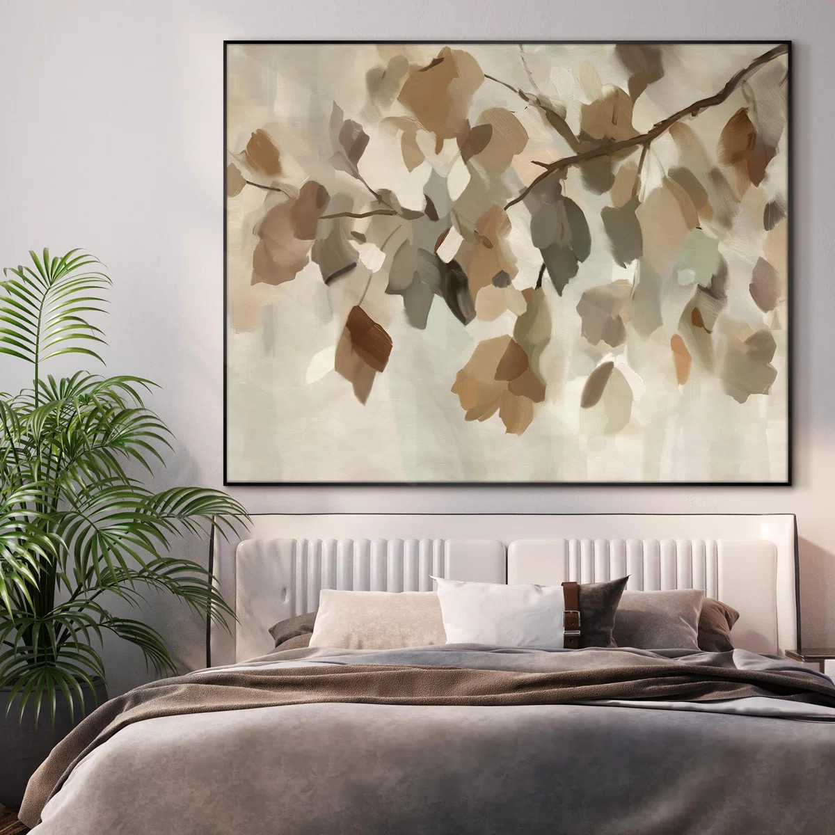 SIGNLEADER Neutral Leaf Botanical Painting Illustrations Extra Large Framed Wall Art Print Decor ... | Wayfair North America