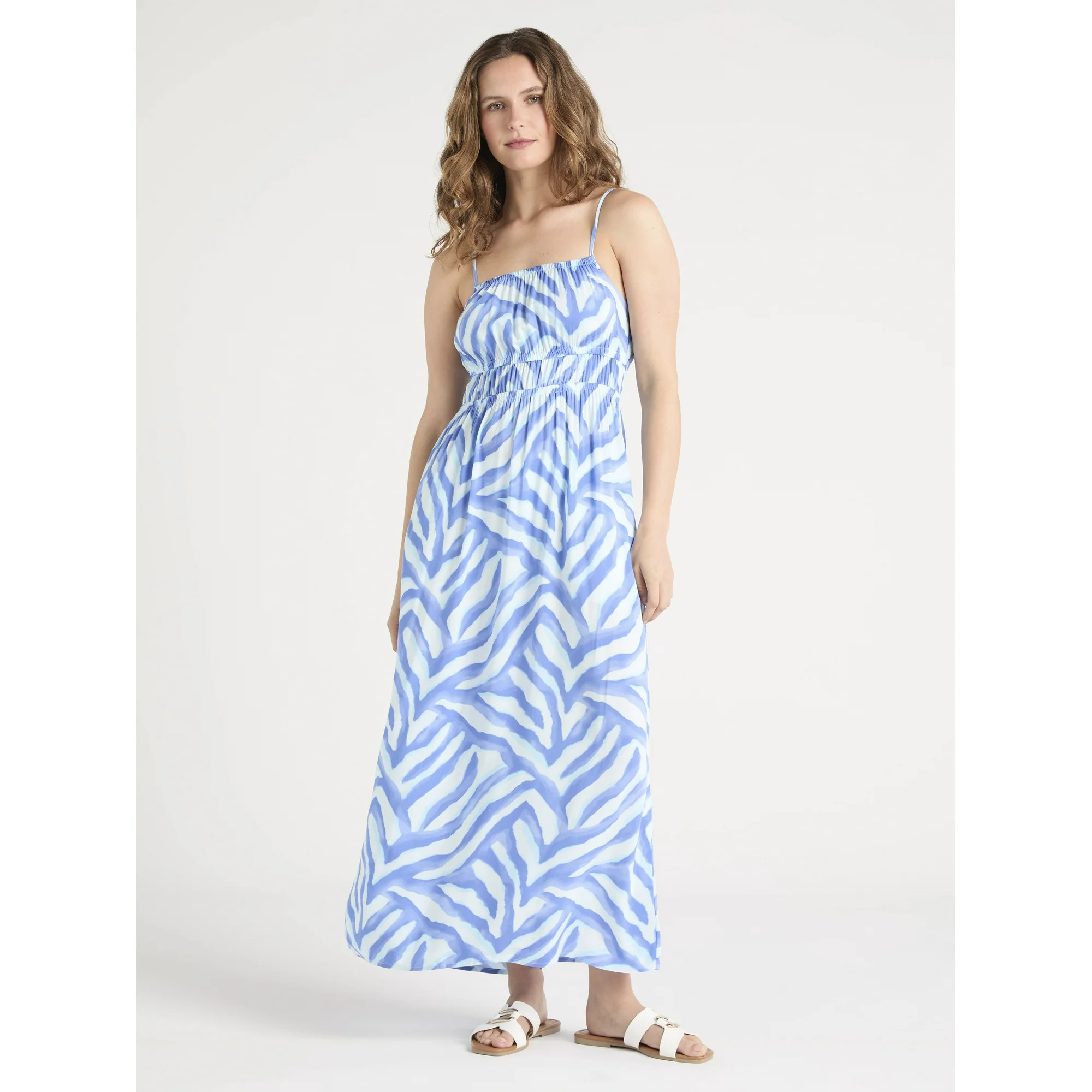 Time and Tru Women's and Women's Plus Smocked Waist Maxi Dress, Sizes XS-4X | Walmart (US)