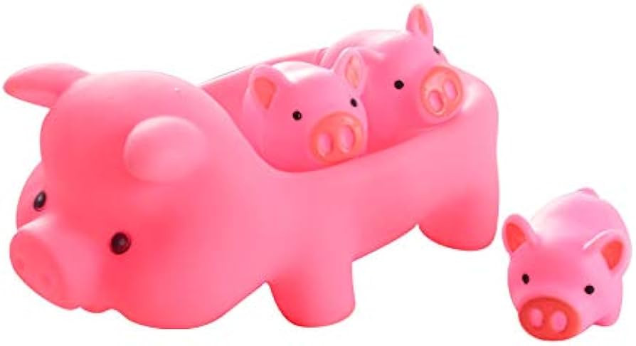 Baby Bath Toys 4Pcs Rubber Pink Pig Family Squeak Float Bath Ducks Bath Tub Shower Toys for Toddl... | Amazon (US)