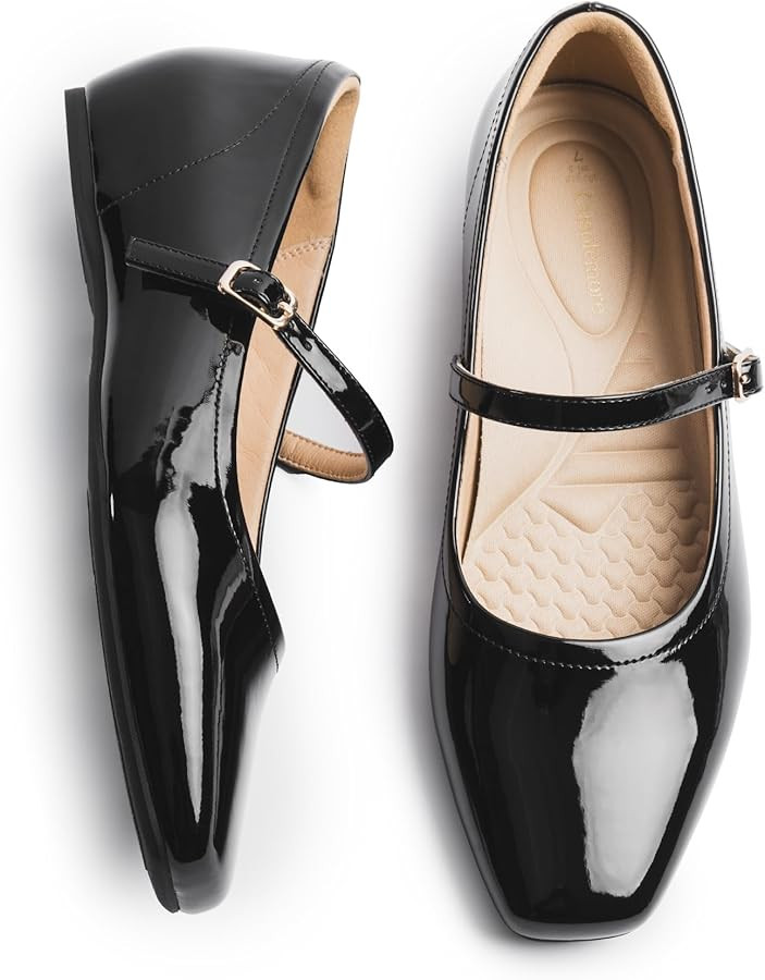 Mary Jane Flat Shoes with Arch Support and Hidden Wedge Heel, Women Ballet Flats, Mary Jane Flats... | Amazon (US)