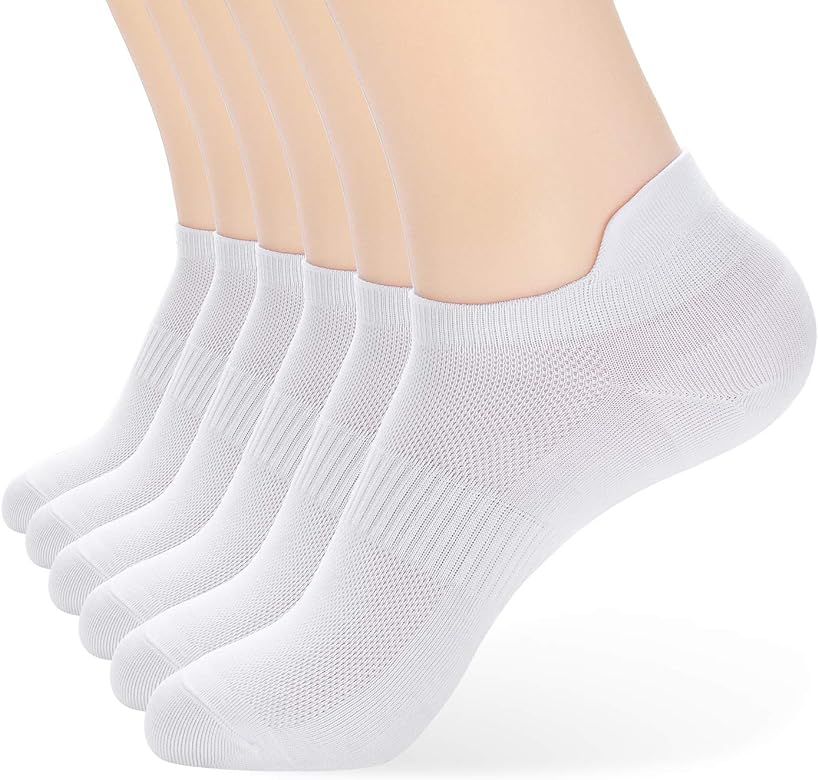 Women's Athletic Ankle Socks-Denisy Running White Soft Low Cut Sports Tab Socks Black for US Size... | Amazon (US)