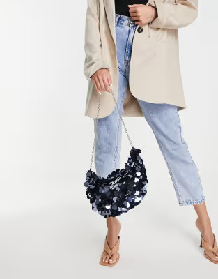 ASOS DESIGN shoulder bag with large sequin discs in petrol blue | ASOS (Global)