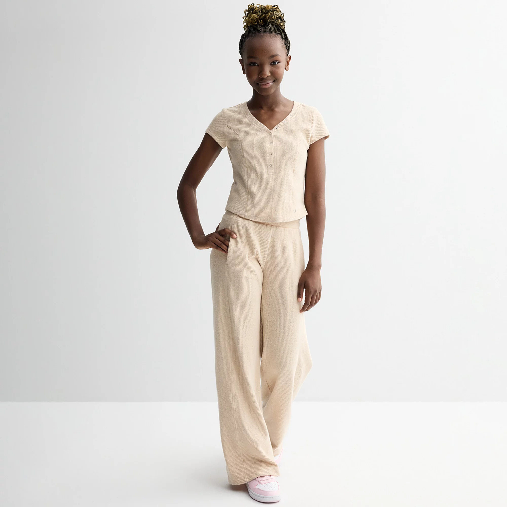 Girls 7-16 Limited Too Ribbed Shirt Sleeve Top & Wide Leg Lounge Pants Set | Kohl's