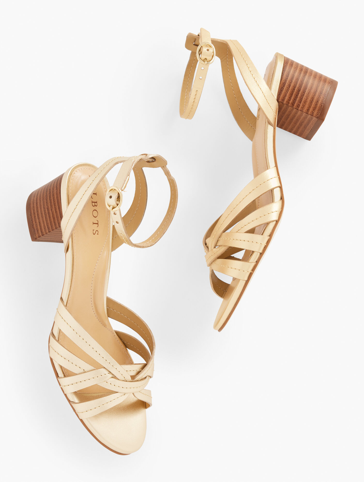 Mimi Metallic Leather Ankle Strap Sandals | Talbots