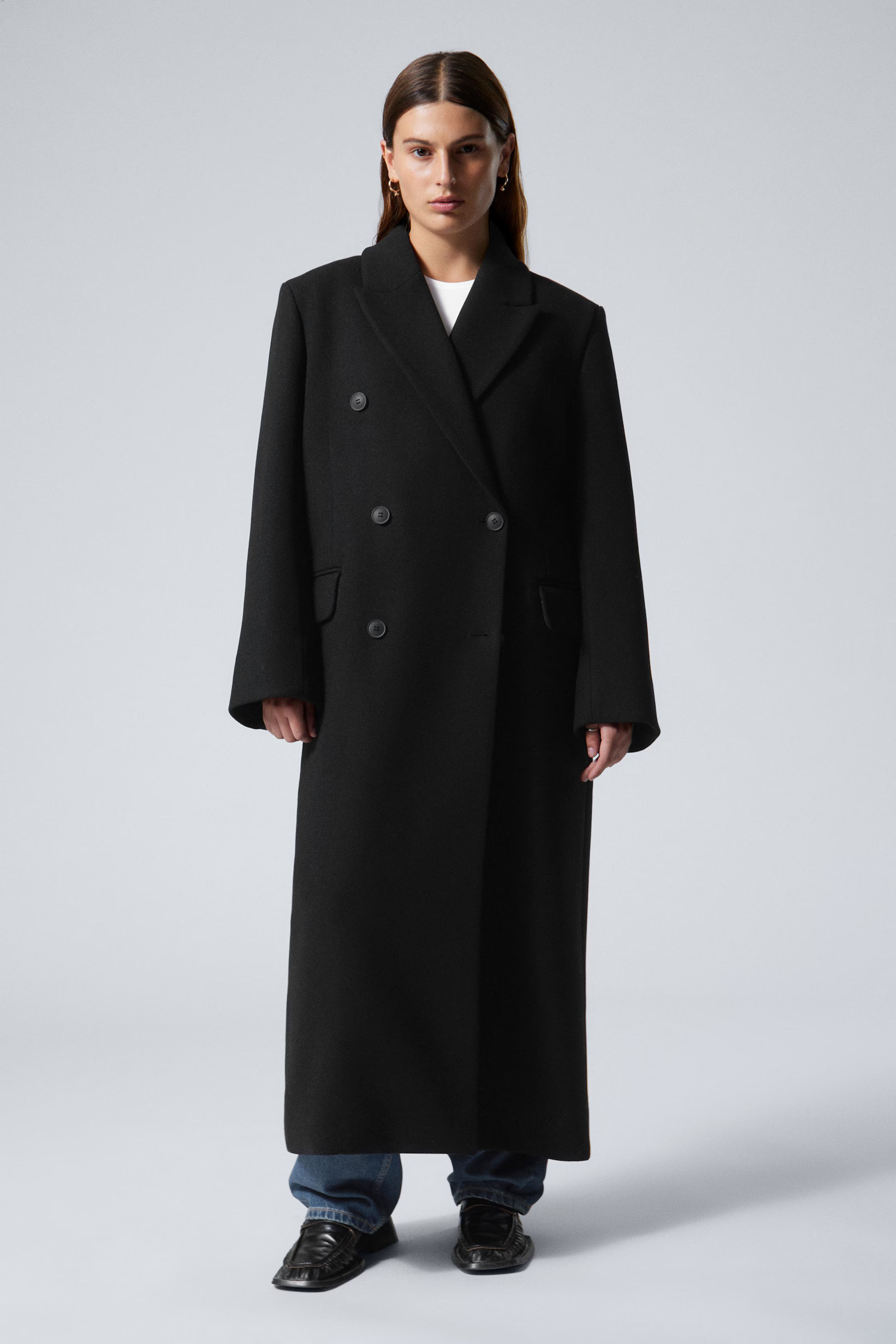 Oversized Double-Breasted Wool-Blend Coat | Weekday