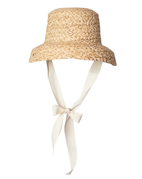 Straw Sun Hat with Ecru Ribbon | Smockingbird Kids