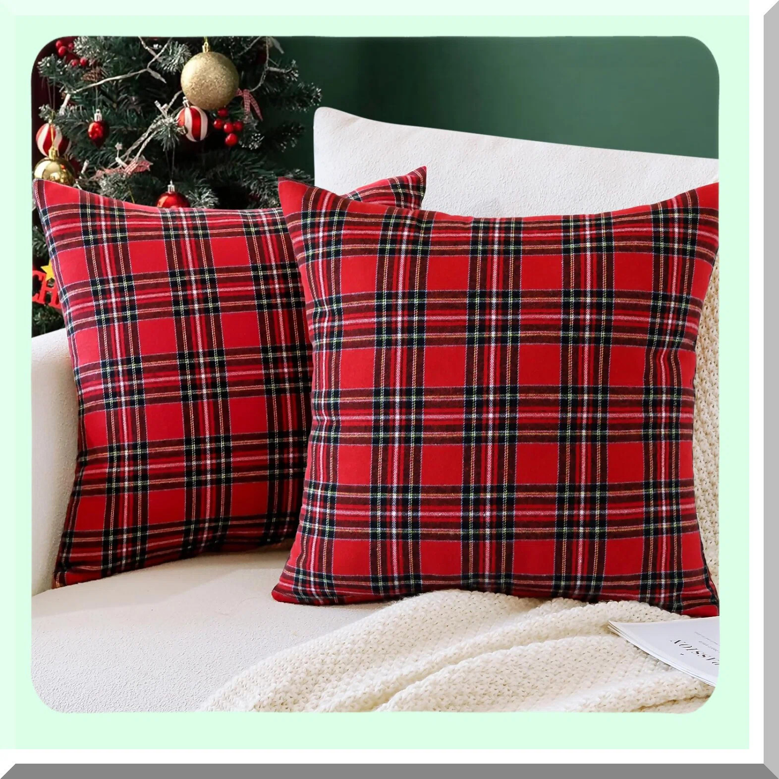Farmhouse Chic Plaid Pillow Covers - Set of 2, Decorative Cushion Cases for Sofa, Couch, Bed, Bed... | Wayfair North America