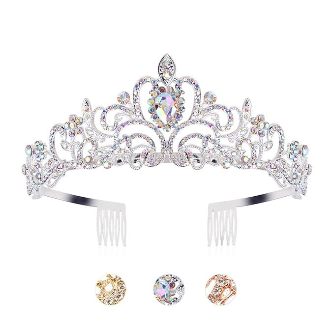 Tiaras Crown, KICOSY Crystal AB Rhinestones Tiaras and Crowns for Women Princess Tiara for Women ... | Amazon (US)