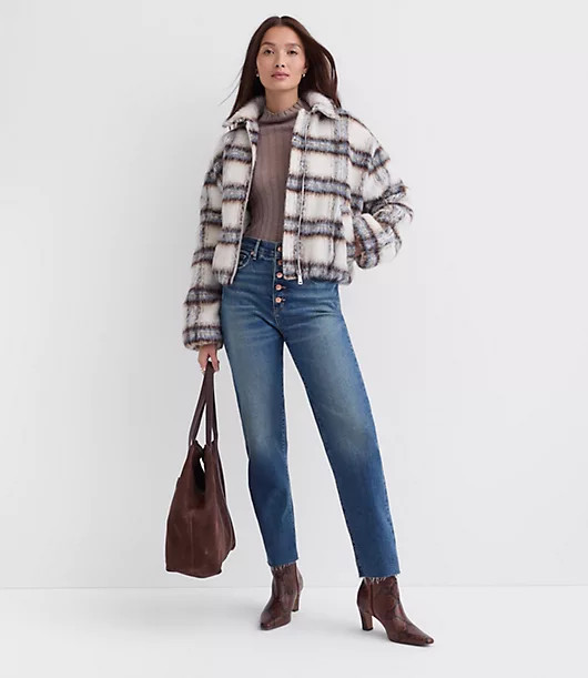 Loft Fresh Cut High Rise Straight Jeans in Authentic Vintage Mid Wash | LOFT