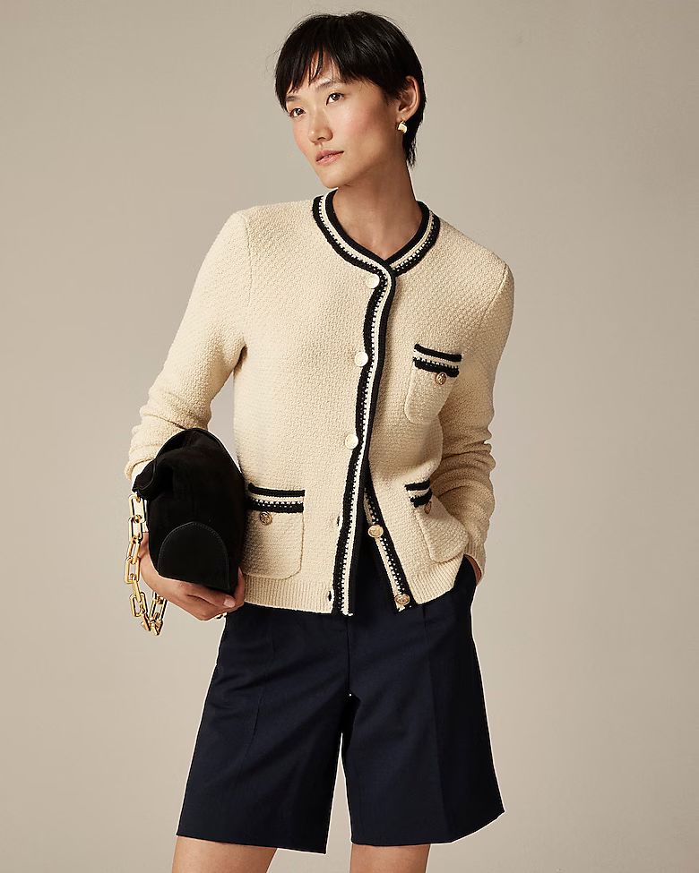 Contrast-trim cardigan sweater | J. Crew US