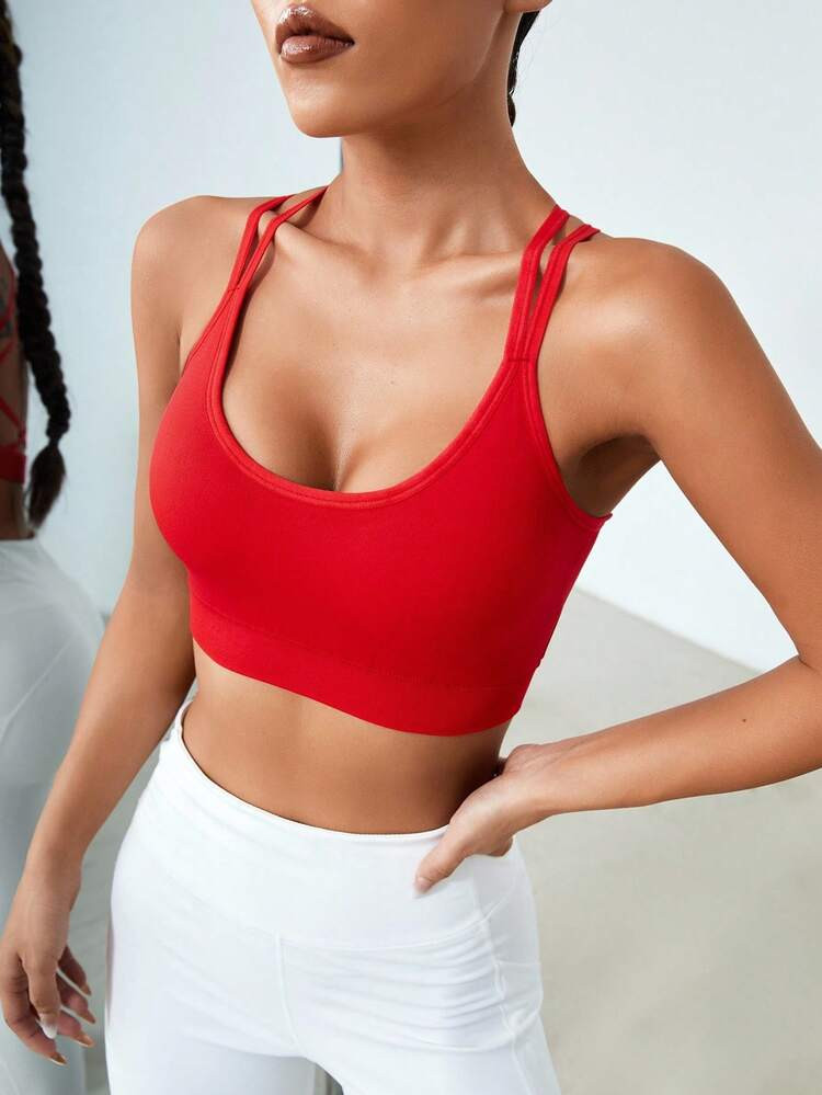 Easithlete Light Support Criss Cross Backless Sports Bra For Chinese New Year | SHEIN