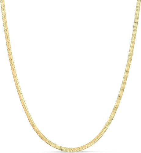 Amazon Essentials 14K Gold or Sterling Silver Plated Herringbone Chain Necklace | Amazon (US)