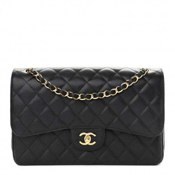 CHANEL Caviar Quilted Jumbo Double Flap Black | FASHIONPHILE | Fashionphile