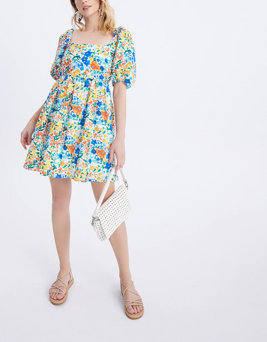 Puff Sleeve Floral Print Dress | Urban Revivo