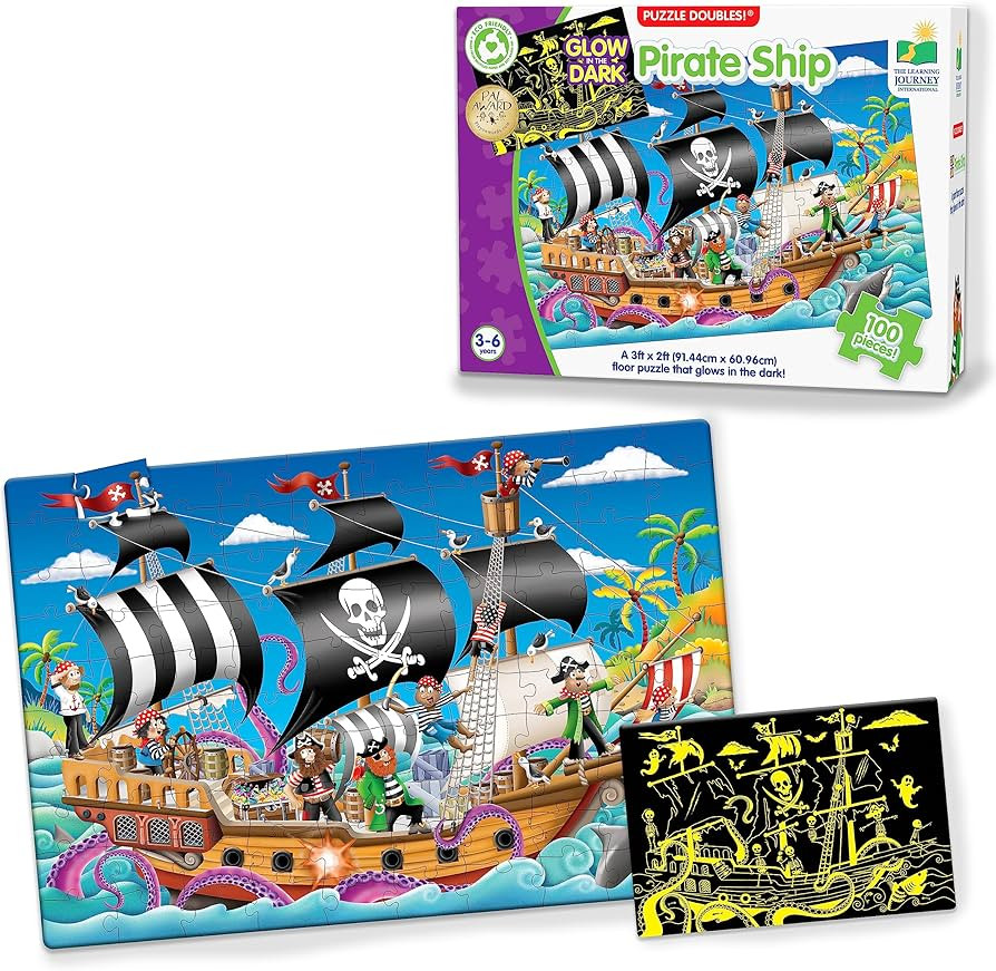The Learning Journey Puzzle Doubles Glow In The Dark - Pirate Ship - 100 Piece Glow In The Dark P... | Amazon (US)