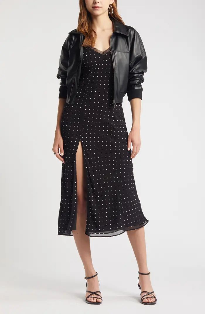 Open Edit Polka Dot Lace Trim Slipdress | Nordstrom | Nordstrom