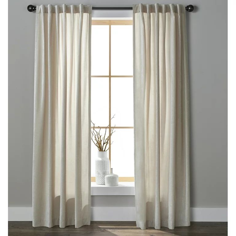 Better Homes & Gardens Light Filtering Chenille Curtain, Papyrus Beige, 54x63 | Walmart (US)