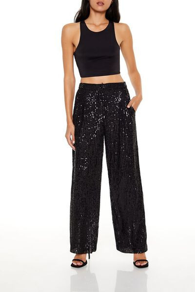 Sequin High-Rise Wide-Leg Pants | Forever 21