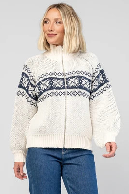 Neve Sweater Jacket | Cream + Navy | Baltic Born