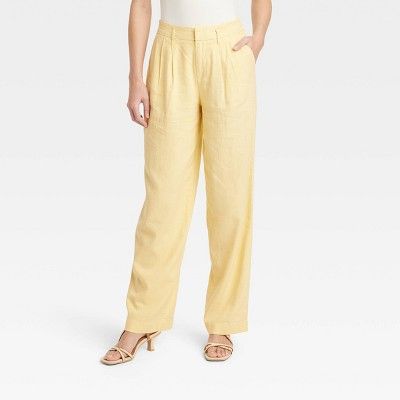 Women's High-Rise Linen Pleated Front Straight Pants - A New Day™ | Target