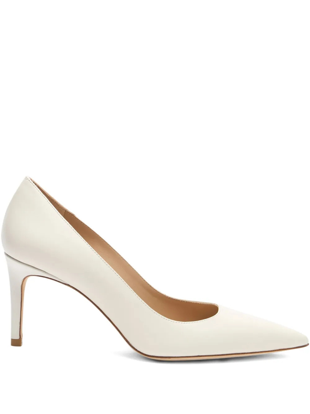 Stuart Weitzman 75mm Stuart Power pointed-toe leather pumps - White | Farfetch Global