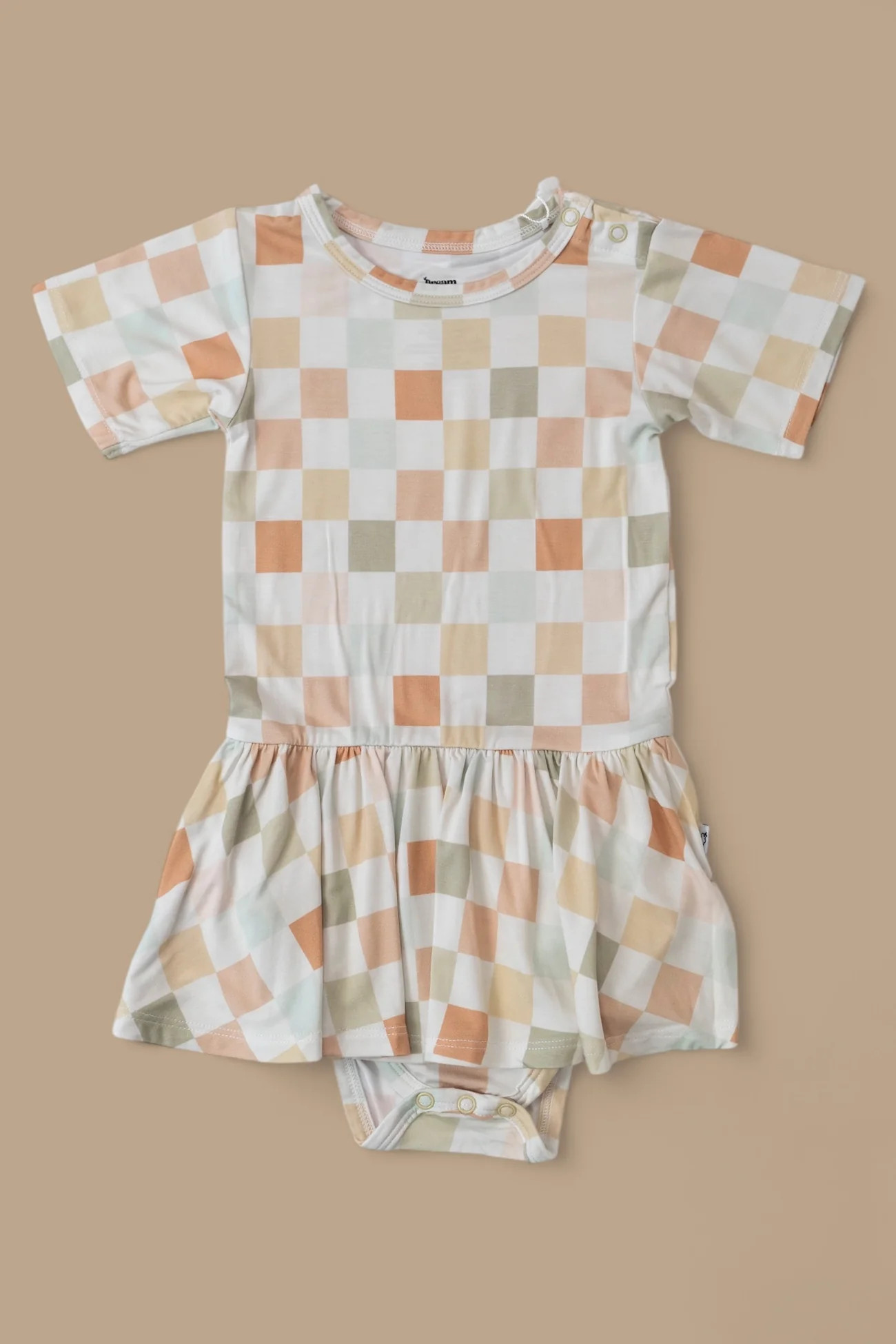 MUTED CHECKERS DREAM BODYSUIT DRESS | Dream Big Little Co.