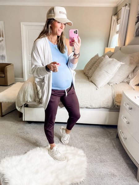 Click below to shop outfit details!
Hat
Sweater-same Athleta brand linked (different style) XS
Tank-went up to large for bump otherwise tts. On sale for under $6!
Joggers-small (if between go down) come in a handful of colors 

#LTKfindsunder100 #LTKsalealert #LTKxTarget
