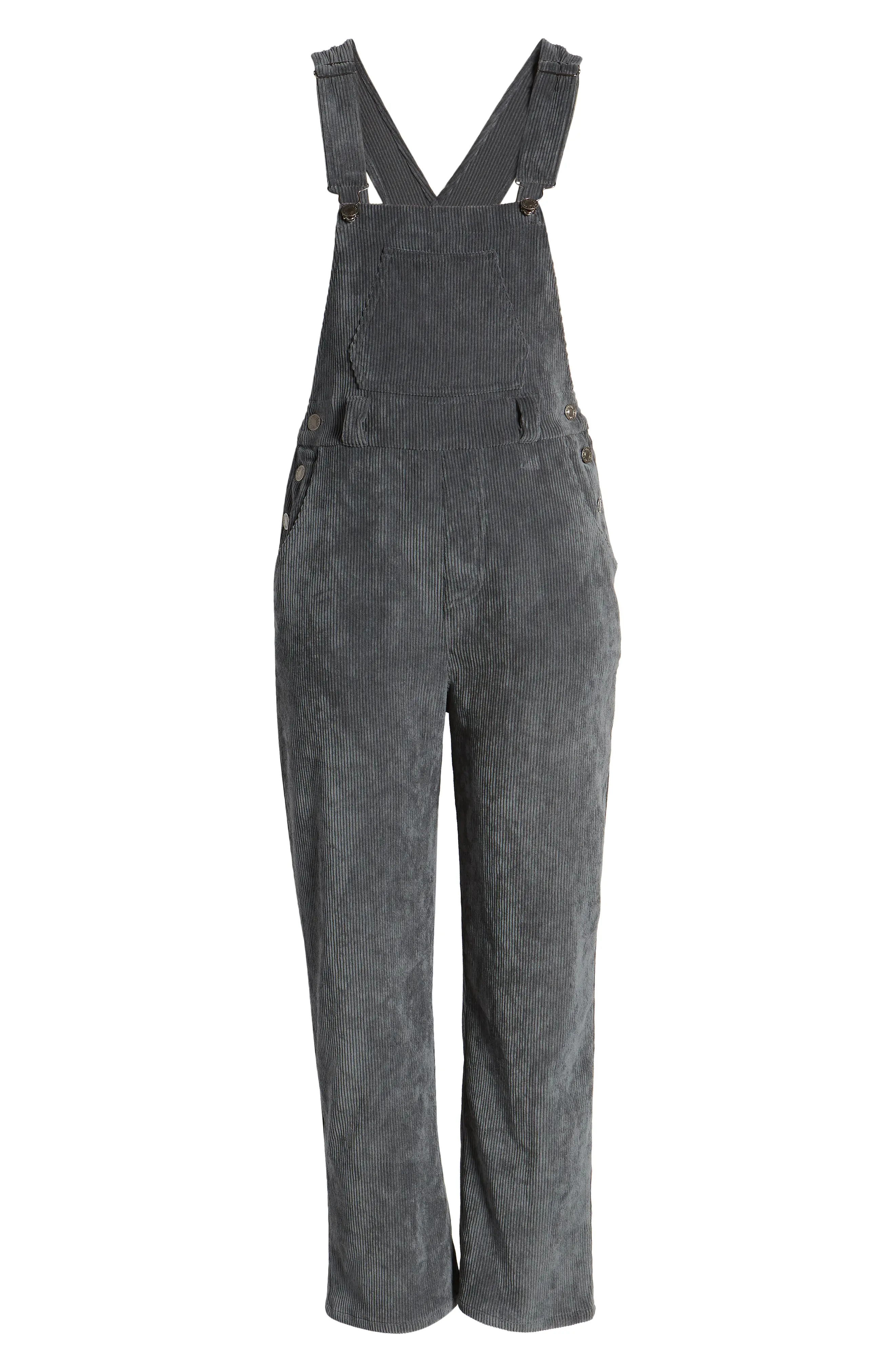 Bishop + Young Girlfriend Corduroy Overalls in Stormy at Nordstrom, Size Medium | Nordstrom