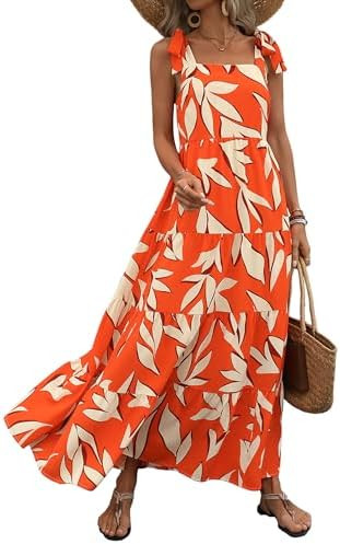 PRETTYGARDEN Women Dresses 2025 Summer Floral Sleeveless Maxi Dress Casual Spaghetti Strap Tiered... | Amazon (US)