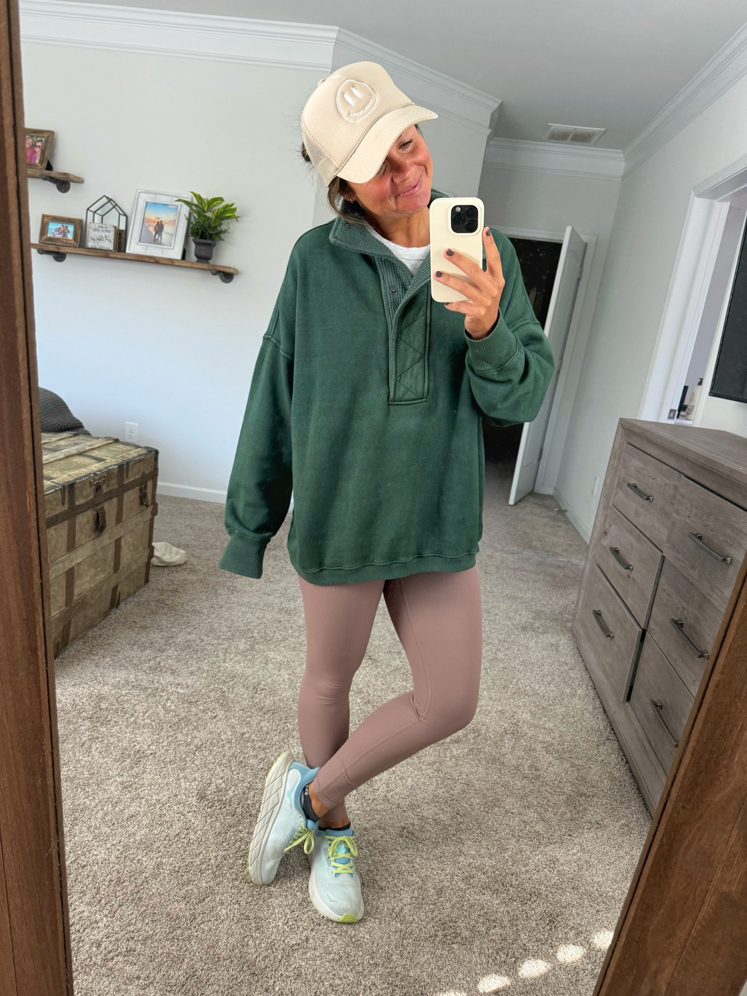 Target leggings, aerie pullover, hokas, trucker hat!

Leggings- size small 
Pullover- size small
Tank- size medium

#LTKActive #LTKStyleTip #LTKFindsUnder100