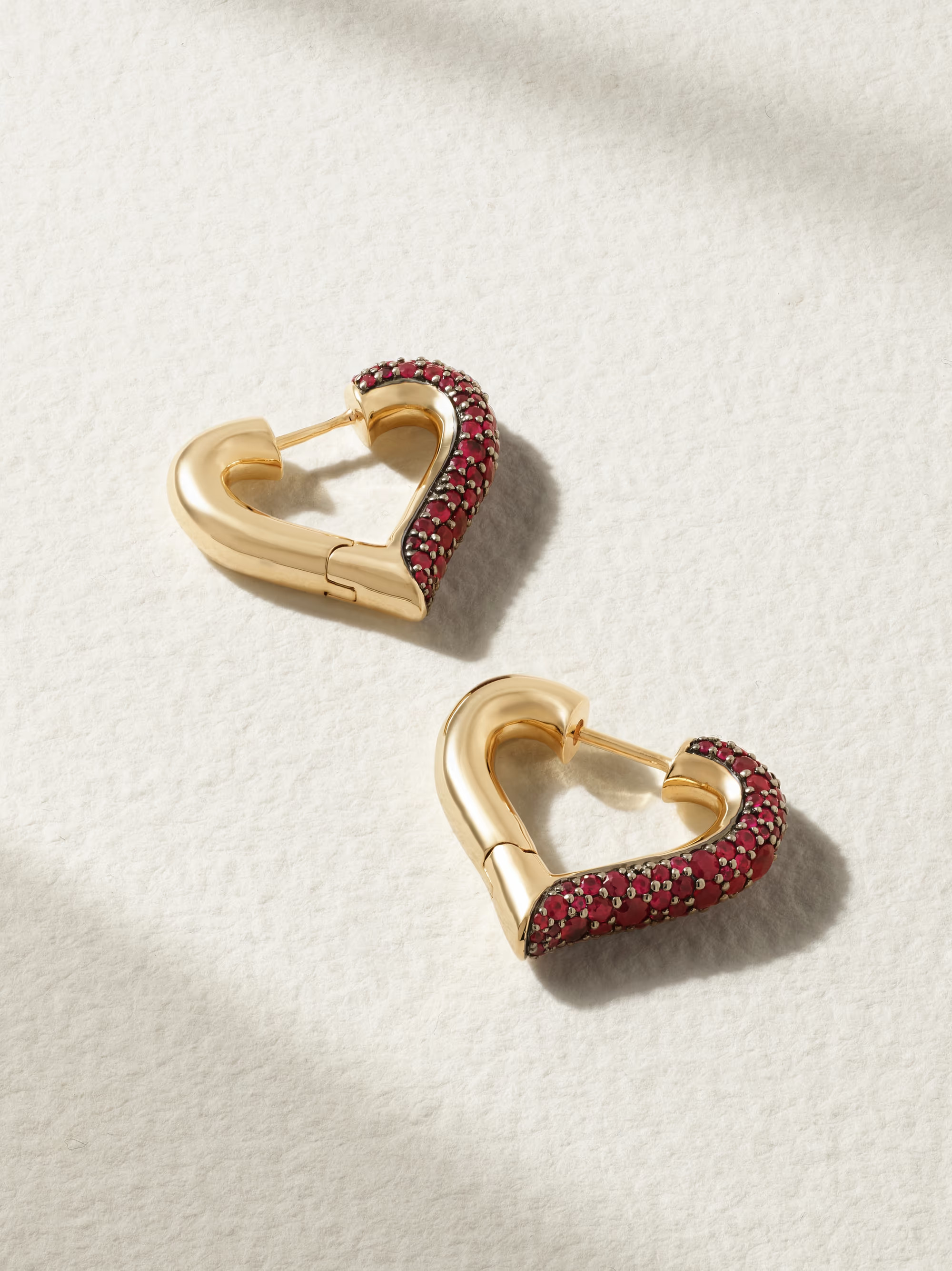 Chubby Love rhodium-plated 14-karat gold ruby hoop earrings | NET-A-PORTER (UK & EU)