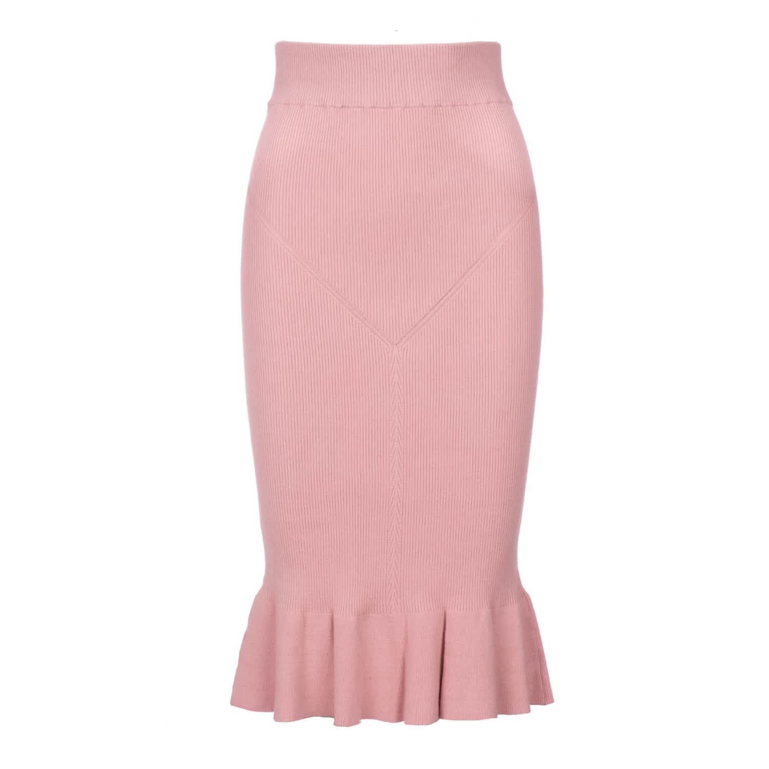 Rib Trumpet Knit Skirt - Power Pink | Wolf and Badger (Global excl. US)