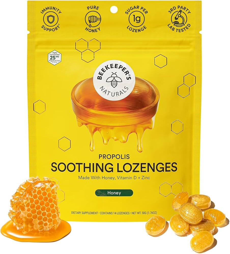 Soothing Honey Cough Drops - Immune Support with Vitamin D, Zinc and Propolis - by Beekeeper's Na... | Amazon (US)