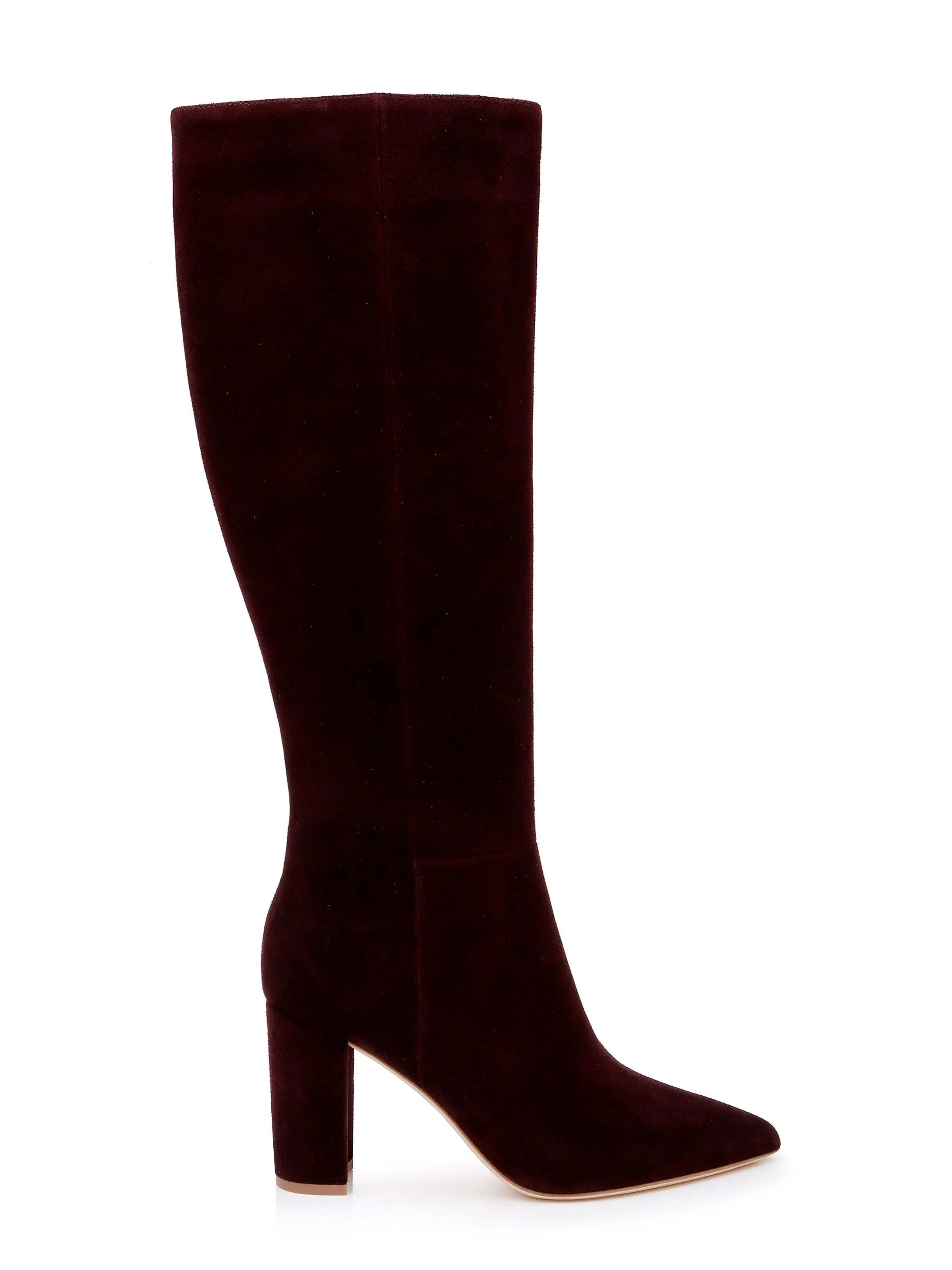 Christiane Knee High Boot in Burgundy Chocolate Suede | L'AGENCE | L'Agence