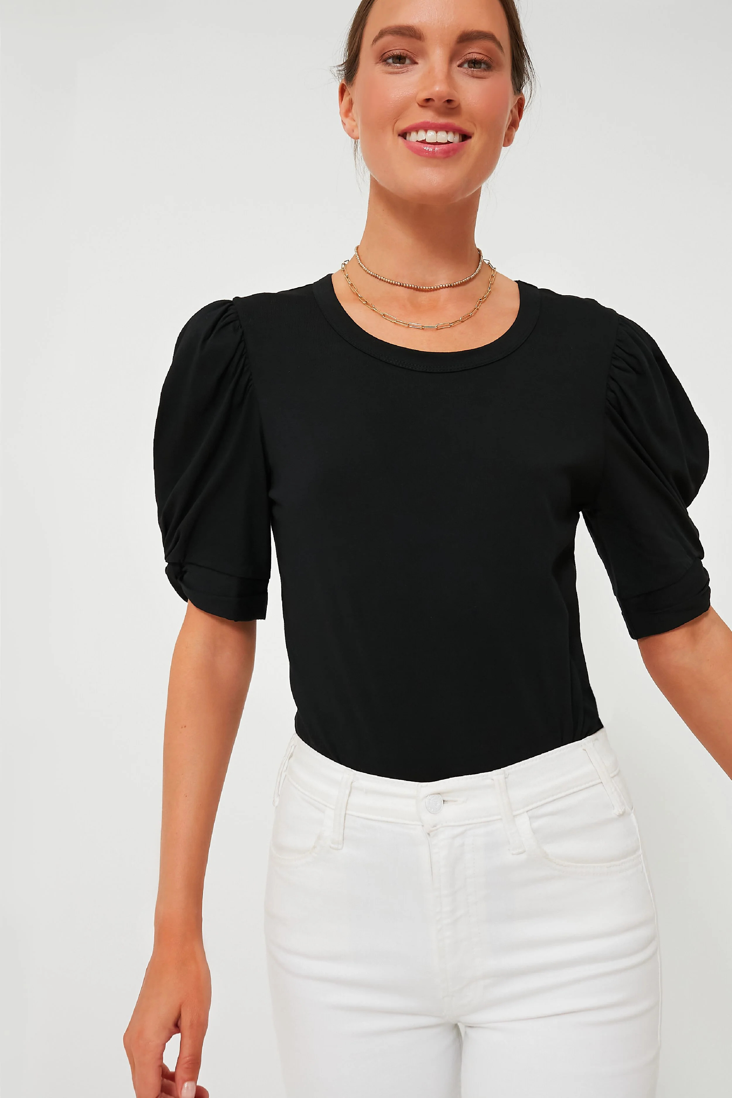 Black Vesty Puff Short Sleeve Crewneck | Tuckernuck (US)