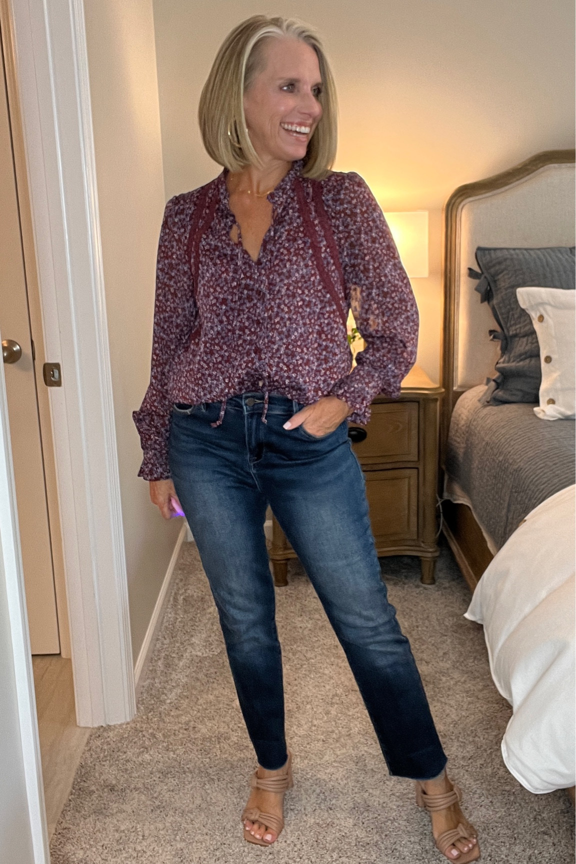 Another cute here I come fall look from Gibsonlook 
Sized down in the jeans. I went down 2 sizes. Stretchy but not baggy 
Use code LISA10 (wearing XS top) 

#LTKstyletip #LTKFind #LTKSeasonal