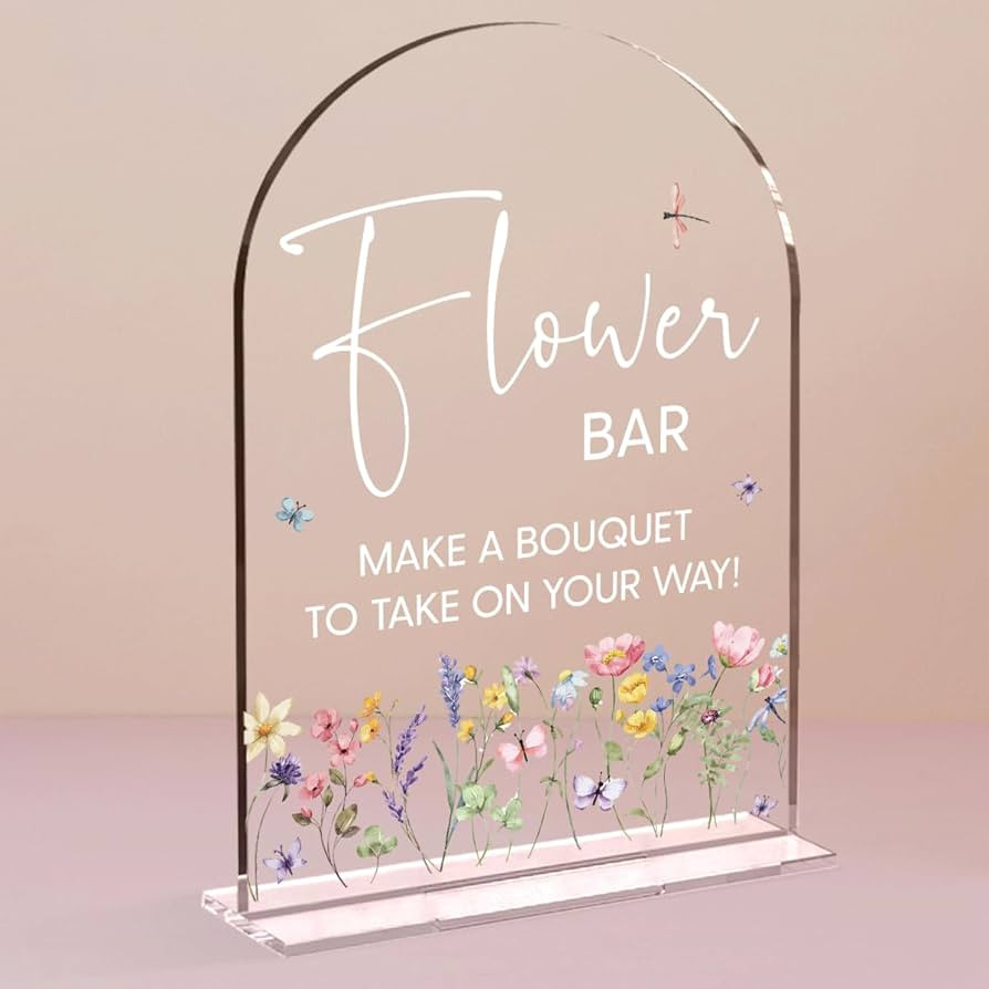 Flower Bar Sign Wedding Decor Clear Acrylic Table Sign for Marriage Parties Anniversaries Recepti... | Amazon (US)