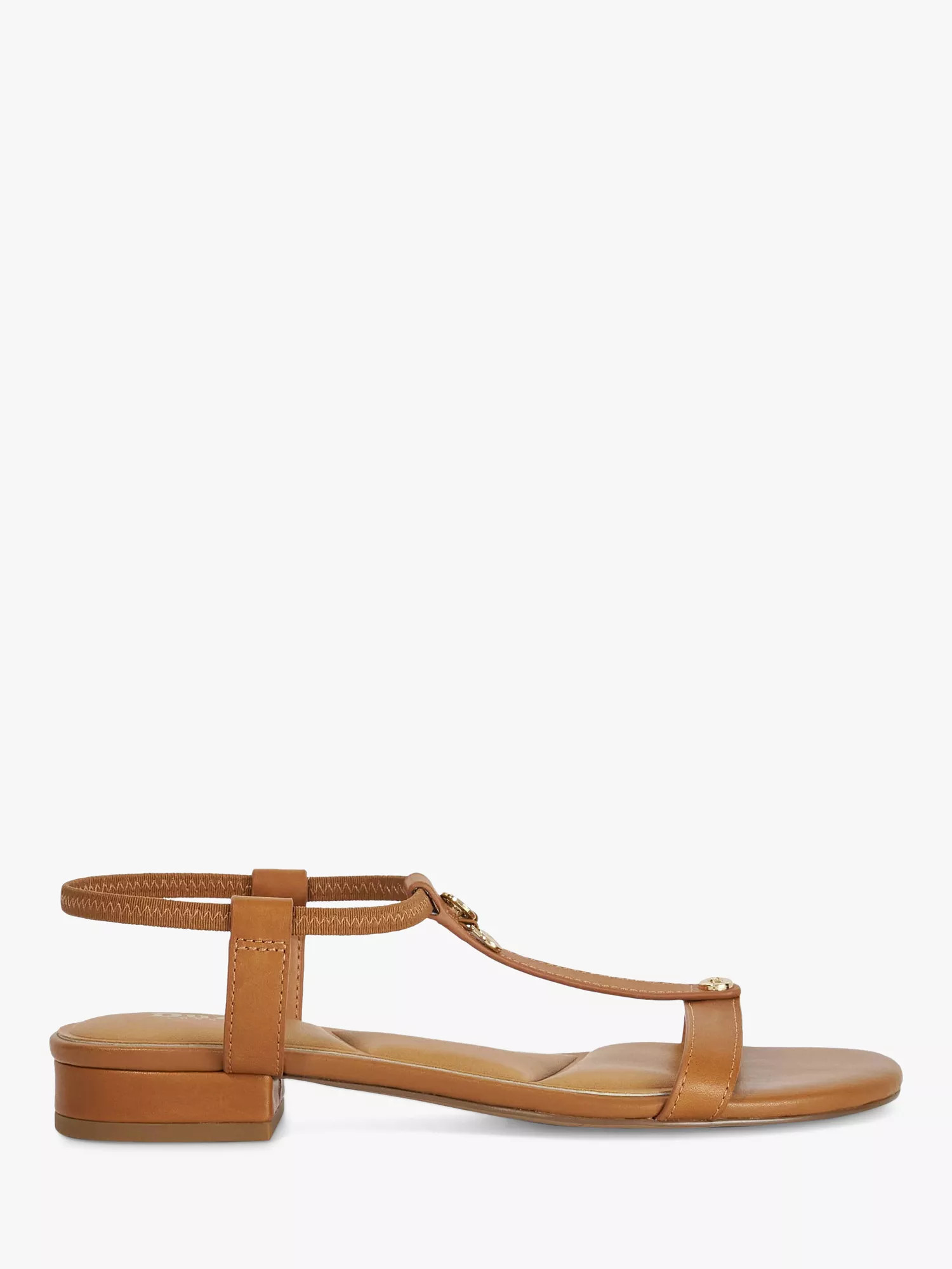Dune London Lyra Leather T-Bar Sandals, Tan | John Lewis (UK)