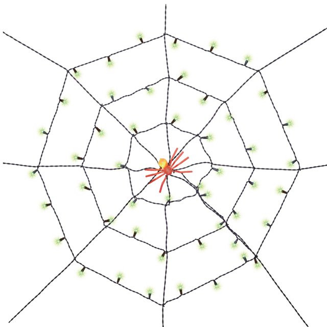 Halloween 5' Green LED Spider Web Lights, with Spider, Way to Celebrate | Walmart (US)