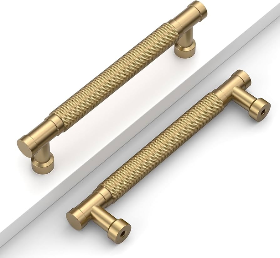 10 Pack 5''(128mm) Champagne Bronze Knurled Cabinet Handles Kitchen Champagne Pulls for Cabinets ... | Amazon (US)