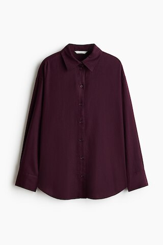 H & M - Oversized linen-blend shirt - Dark Plum Purple | H&M (UK, MY, IN, SG, PH, TW, HK)