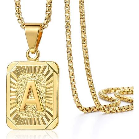 Trendsmax Initial A-Z Letter Pendant Necklace Mens Womens Capital Letter Yellow Gold Plated Stainles | Walmart (US)