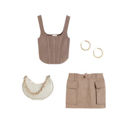 School outfit, winter fashion, 2023 fashion, basics , gold hoops , gold jewelry, sweatpants , corset top, beige , H&M , outfit inspo , outfit inspiration, skirt, bag , corsett, brown, spring 

#LTKfit #LTKstyletip #LTKFind