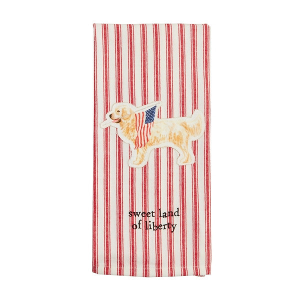 Mud Pie Dog Americana Towel in Red | 100% Cotton | Mud Pie