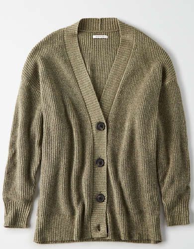 AE Oversized Button Front Cardigan | American Eagle Outfitters (US & CA)
