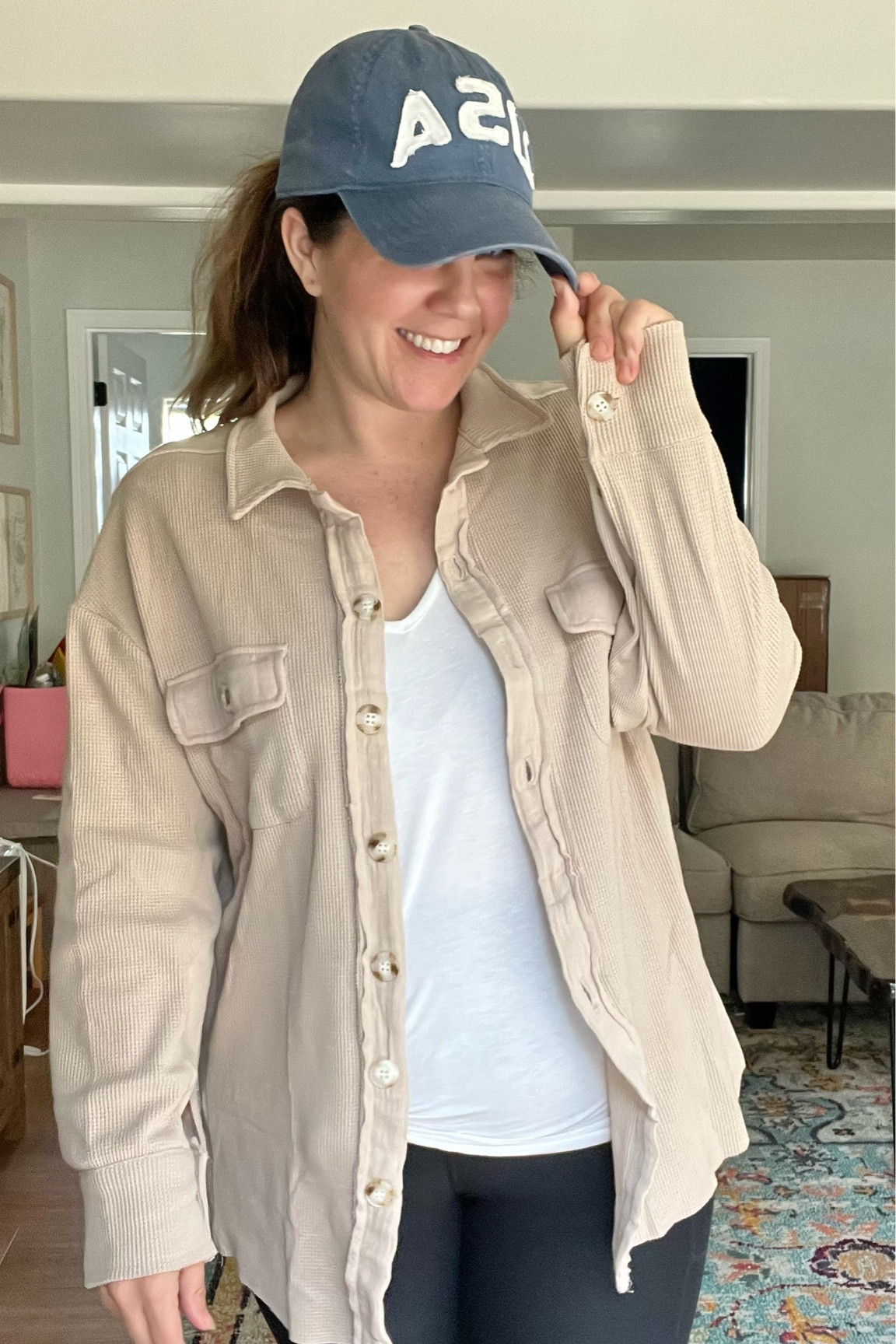 The cutest waffle kit shirt! I dozed up for an oversized look and love the detail! It’s somewhat stretchy and thicker than you’d expect 🍂

#LTKFind #LTKunder50 #LTKSeasonal